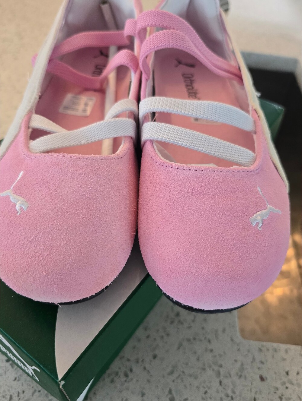 Puma Speed Ballet Flats- Pink White Suede - 38 - Picture 10 of 16